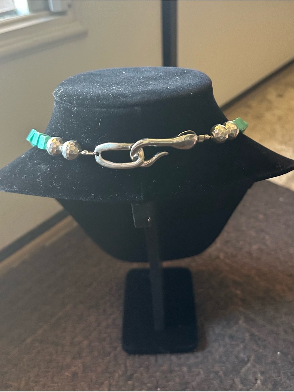 Hand Crafted “One of a Kind” Heavy Turquoise & Sterling Silver Necklace - Picture 4 of 5